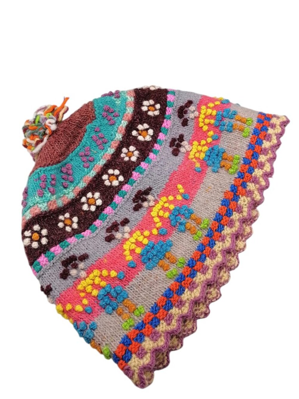 Traditional Andean Chullo Beanie from Cusco – Hand-Knitted Sheep's Wool